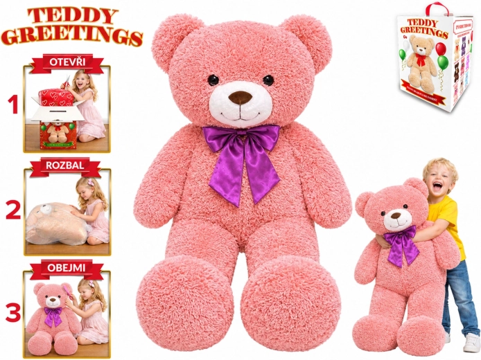 Teddy Greetings plüss mackó masnival 120 cm rózsaszín - 1 db