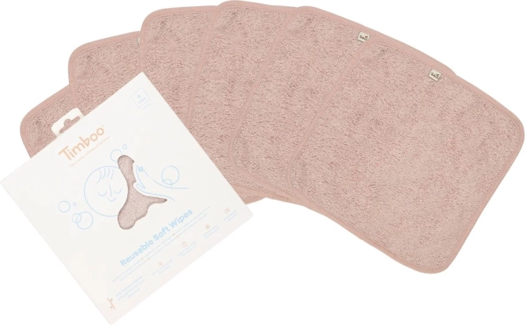 Timboo újrahasználható puha törlőkendők Misty Rose (6 db)