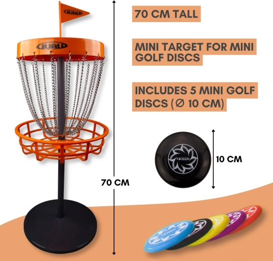 Guru mini discgolf szett – kerti játék kosárral és 5 koronggal