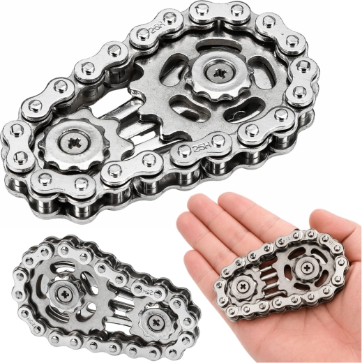 Stresszoldó fidget spinner lánc rozsdamentes acélból, ezüst