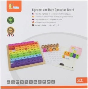 Viga matematikai műveleti tábla betűkkel, számokkal és jelekkel