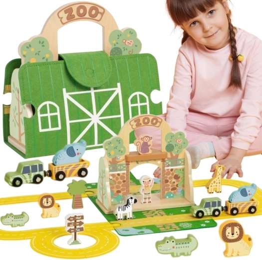 Tooky Toy hordozható mini állatkert bőröndben