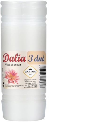 10 darabos Dalia paraffingyertya‑betét készlet, 15 cm, égési idő 72 óra