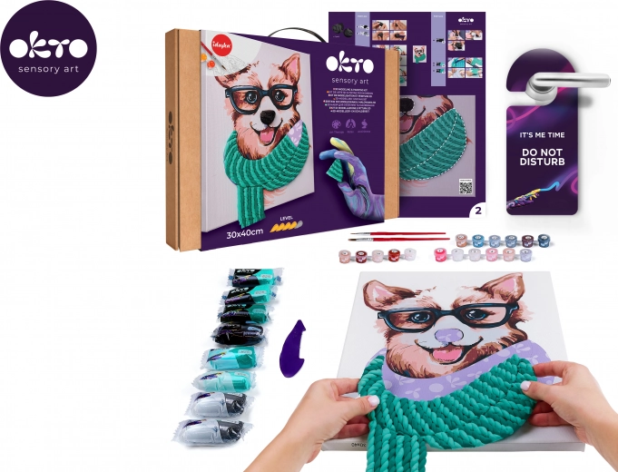 Okto számok szerinti festés és 3D modellezés – Fashion Corgi kép 30 × 40 cm