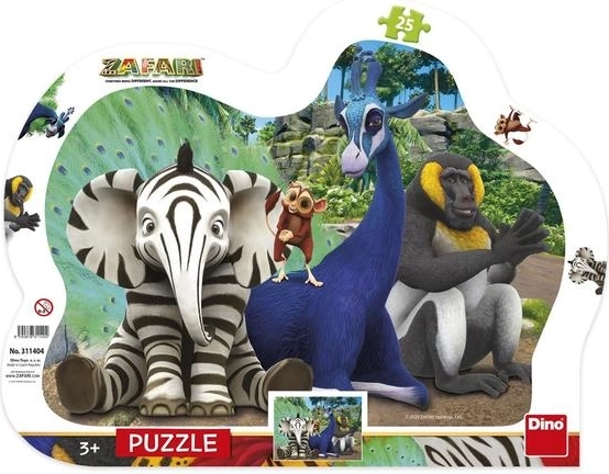 Dino Zafari körvonalas táblás puzzle 25 darabbal