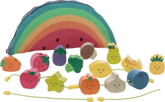 Fa gyöngyfűző gyümölcsök és zöldségek