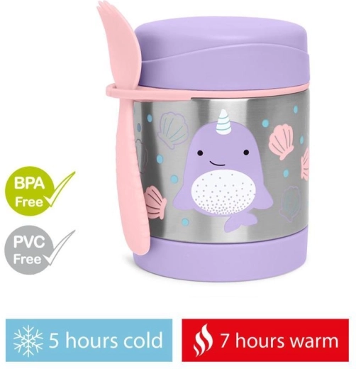 Skip Hop Zoo rozsdamentes ételtermosz kanál-villával, narvál, 325 ml