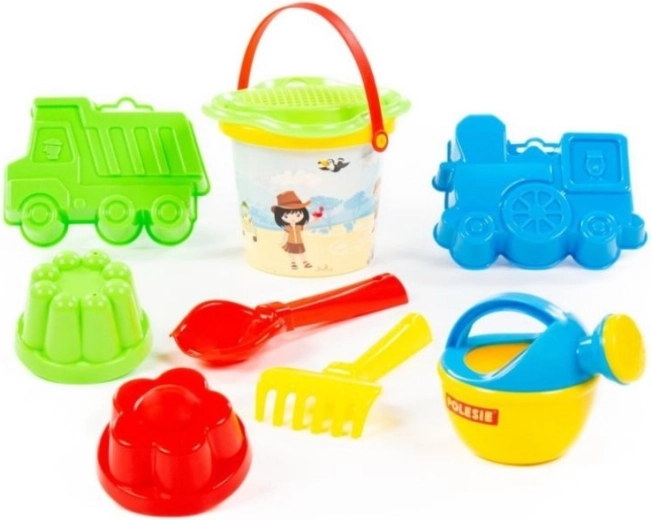 Homokozó készlet vödörrel és virág alakú szűrővel (8 darab)