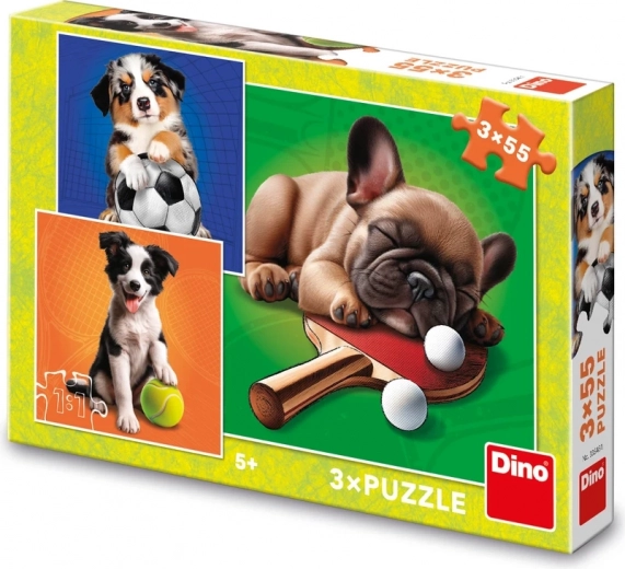 Puzzle Kutya sportolók 3×55 darab