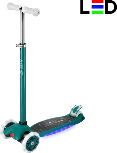 Gyerek háromkerekű roller LED-del NILS Fun HLB1310 – zöld