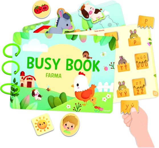 Janod Farm Busy Book interaktív könyv tevékenységekkel és ábécével