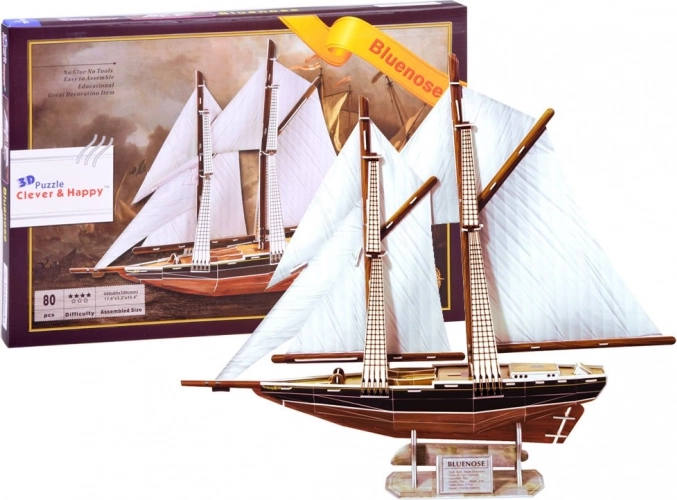 3D puzzle vitorlás BLUENOSE – fa hatású hajómodell