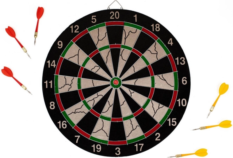 Acra függeszthető darts tábla fém kerettel 17" (aktív felület 40 cm) + 6 nyíl