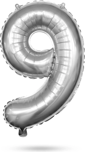 9-es ezüst fólia lufi, 78 cm