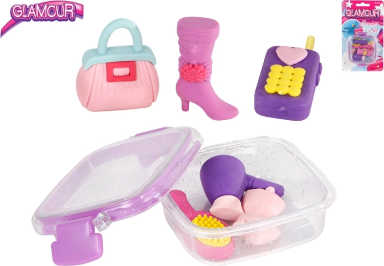 Glamour radírkészlet divatkiegészítők formájában