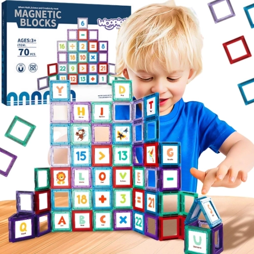Woopie mágneses 3D építőkockák számokkal – 70 darab