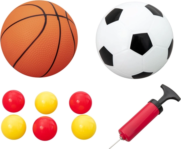 Minden a csomagban, beleértve a pumpát és a labdákat