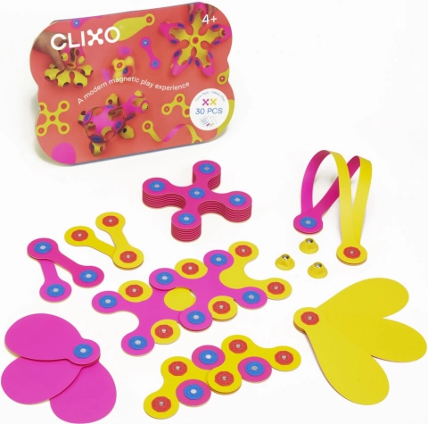 clixo crew pink & yellow mágneses építőkészlet 30 db