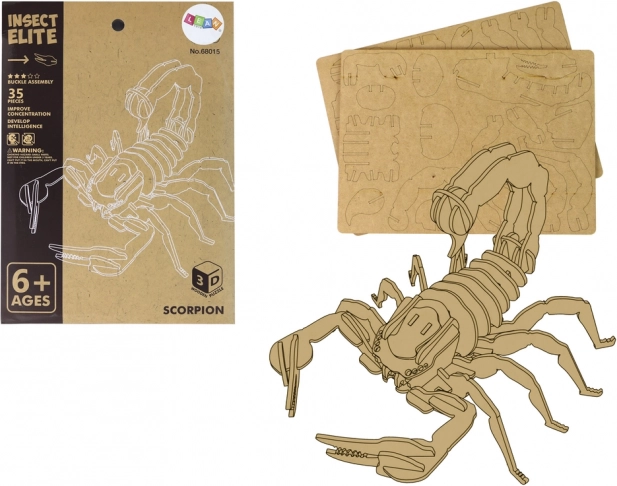 Fa 3D puzzle – skorpió – oktató kirakó, 35 darab