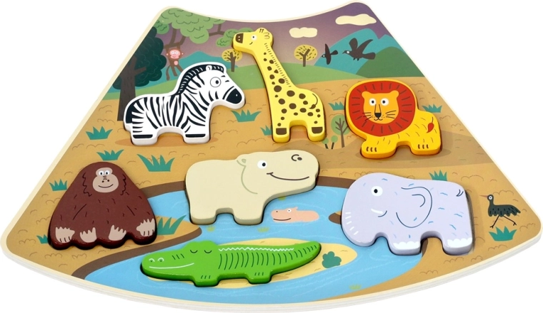 2Kids Toys Összekapcsolható fa Safari puzzle