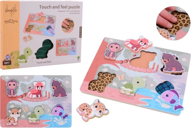 JOUÉCO fa tapintásos kirakó állatokkal