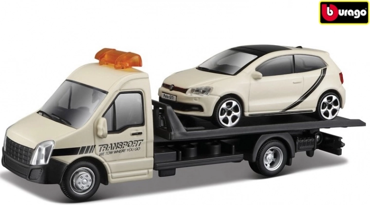 Bburago Street Fire szállítójármű platóval és VW Polo GTI Mk5 1:43