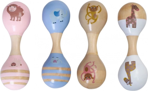 Kétszeres fa maracas állatkákkal – Noé bárkája motívum