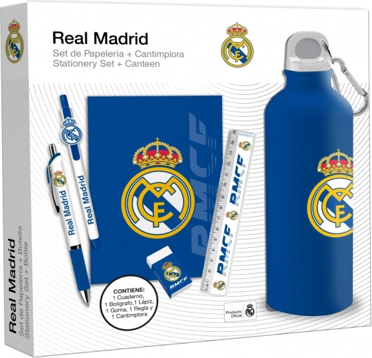 REAL MADRID ajándékcsomag – 650 ml kulacs, jegyzetfüzet és toll