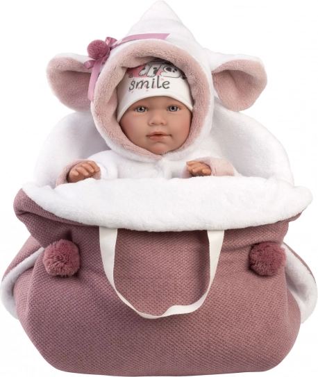 Llorens 74048 NEW BORN – élethű hanggal rendelkező baba puha textiltesttel – 42 cm