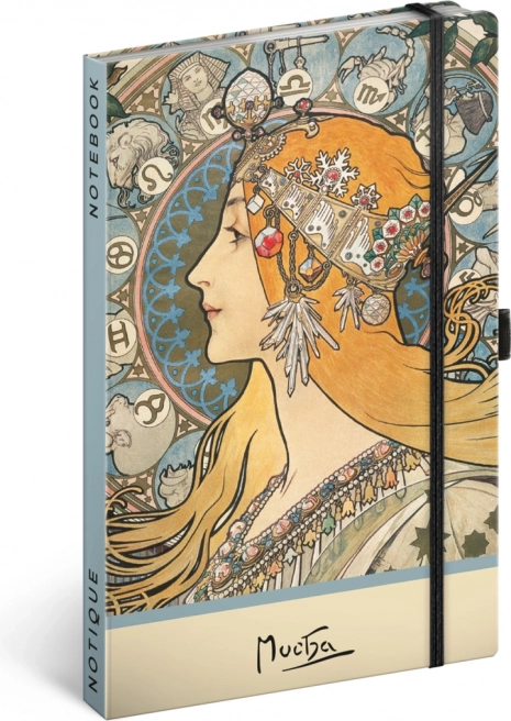 Jegyzetfüzet Alfons Mucha – Zodiak, pontozott 13 × 21 cm