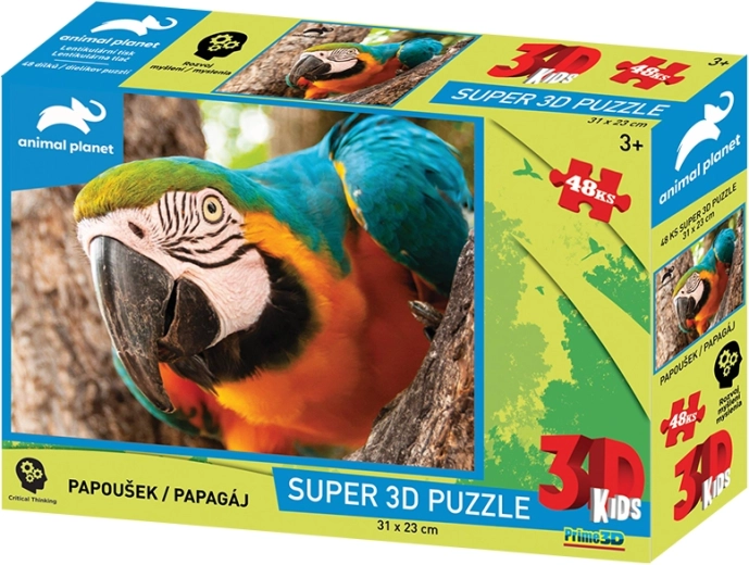 3D papagáj puzzle, 48 darab