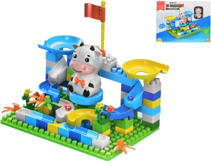 Építőkészlet pályával és állatkával, 93 darab