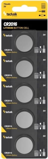 Technik Platinum lítium gombelem CR2016 3 V, 5 darabos csomag