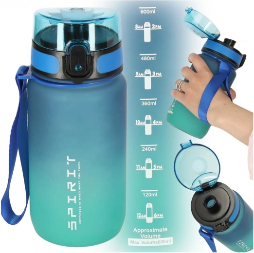 Sportpalack szívószállal 600ml kékeszöld