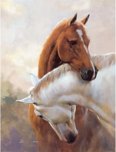 Gyémántkirakó (diamond painting) – két ló 30 × 40 cm - 1 db