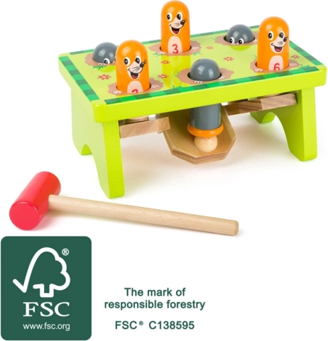 Kopogtatós játék SMALL FOOT Vakondok FSC fából