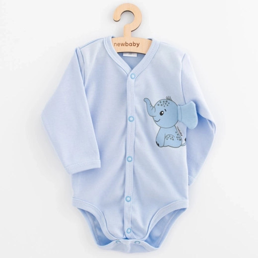 Hosszú ujjú baba body New Baby Happy Elephant, kék