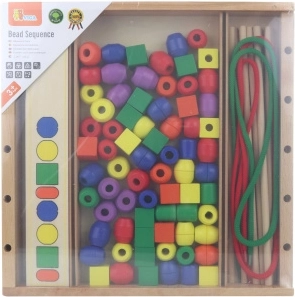 VIGA Logikai gyöngyök fa fejlesztő játék, 104 darab, Montessori