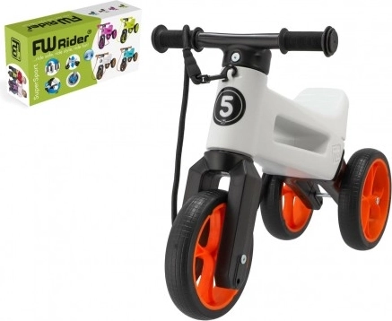 Funny Wheels Rider SuperSport 2 az 1-ben futóbicikli hevederrel – Fehér-narancssárga