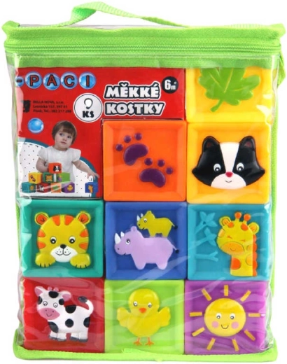 Paci-Paci puha, sípoló kockák állatmintákkal – 9 db