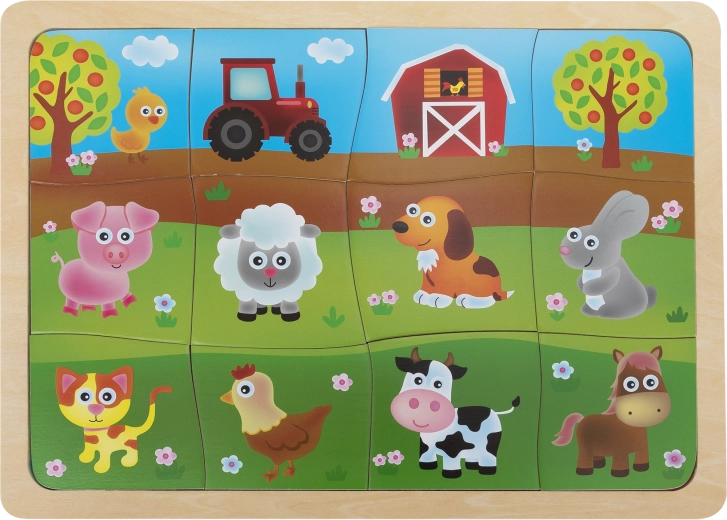 Fából készült gyerek puzzle farm állatokkal