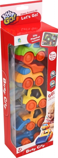 Kiddy Go! autókészlet 5 db városi játékszőnyeggel