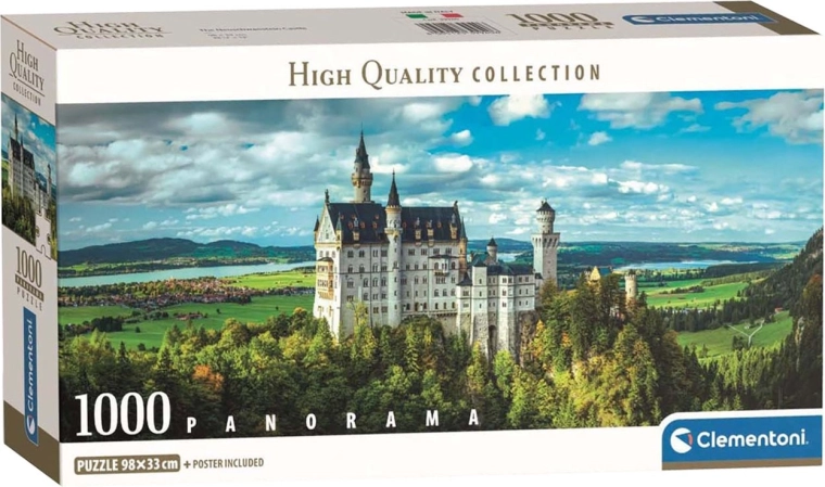 Panorámapuzzle CLEMENTONI – Neuschwanstein kastély, 1000 darab