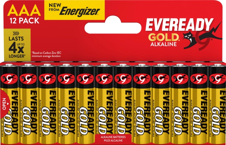 Energizer Eveready Gold AAA alkáli elemek, 12 darabos csomag