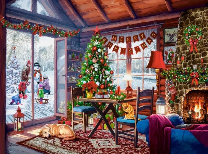 Puzzle Karácsonyi házikó 2000 darab CASTORLAND