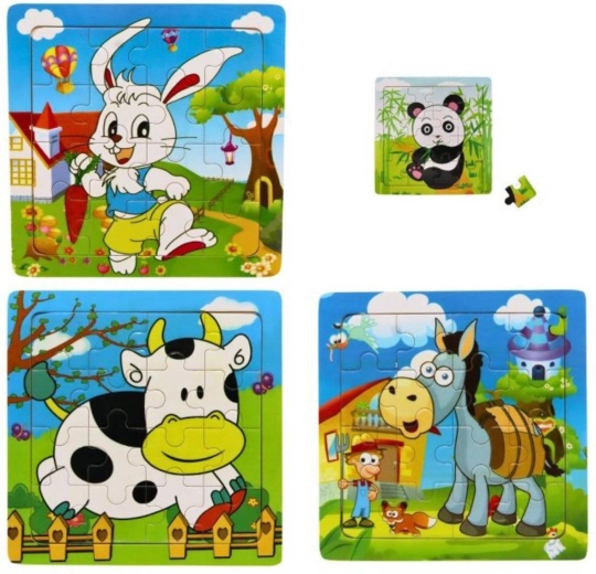 Fa állatos puzzle 15 × 15 cm, 16 darabos - 1 darab
