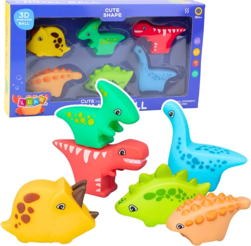 Dino World 6 db-os gumijáték készlet fürdőzéshez