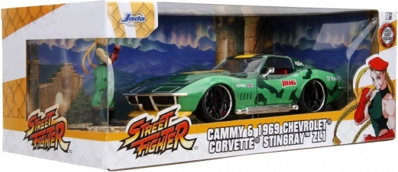 JADA Toys Street Fighter 1969 Chevrolet Corvette 1:24 Cammy figurával