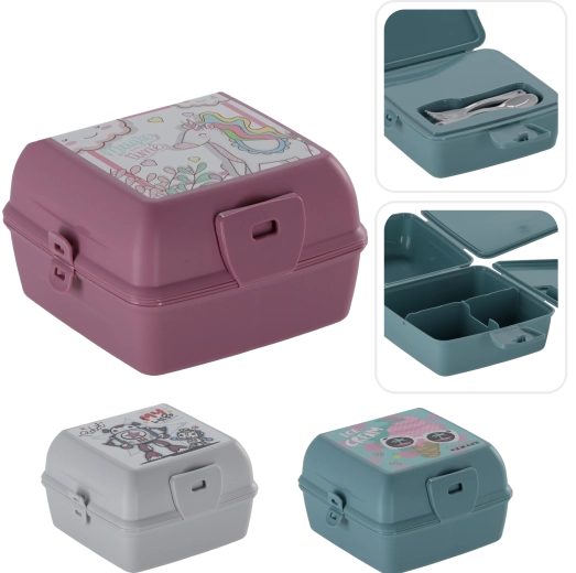 Uzsonnás doboz 1300 ml – világoskék nyomattal