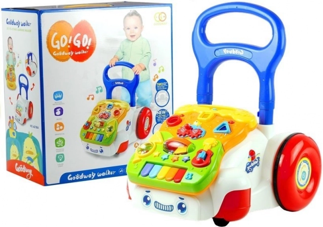 Járássegítő gyermekeknek levehető zenés panellel